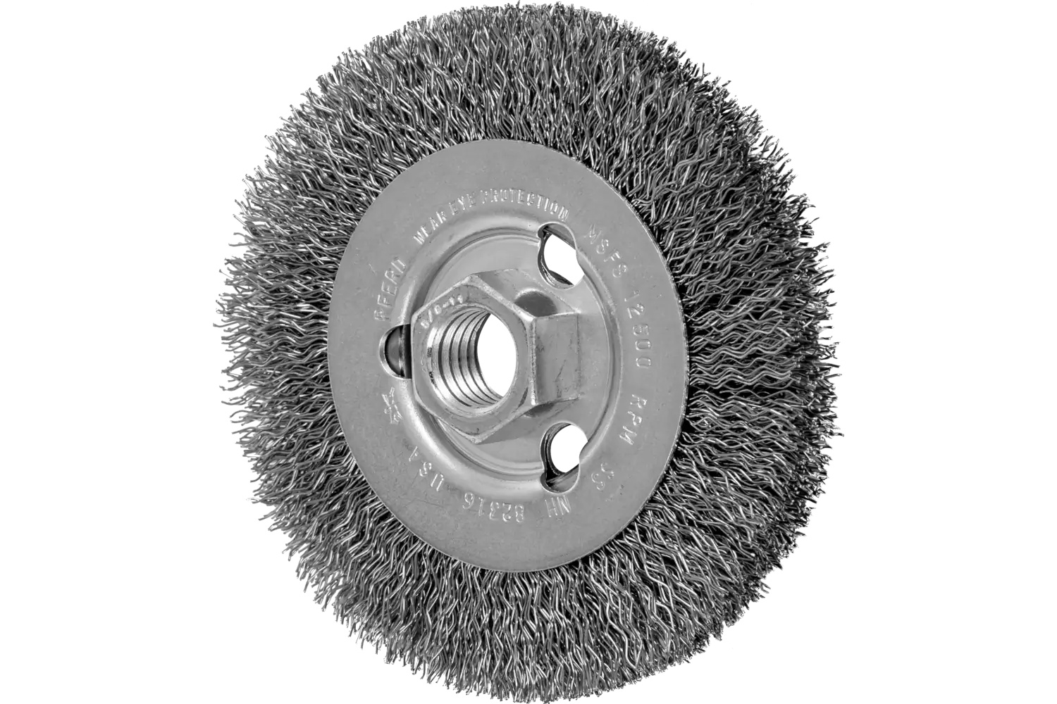 Picture of Pferd Crimped Wire Wheel Brush 4" Dia .014 Stainless Steel 5/8-11" Arbor
